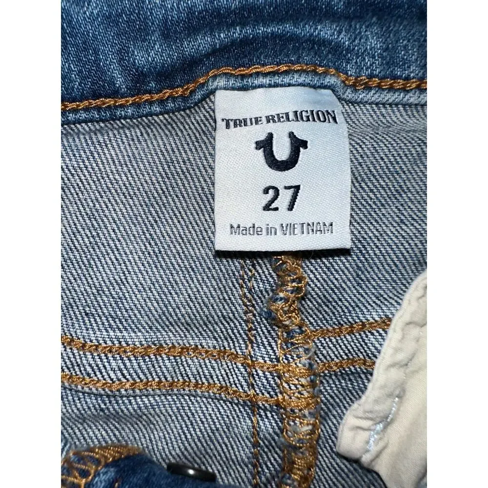 True Religion Skirt Mid Rise Exposed Buttonfly Size- W27 Blue